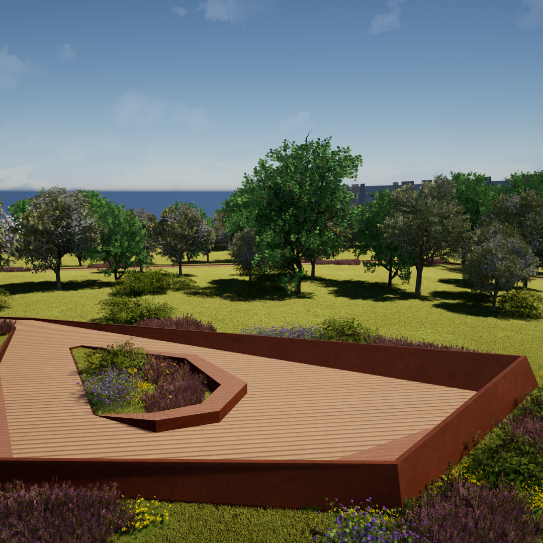 Veduta degli spazi verdi che saranno realizzati nell’area dell’impianto.